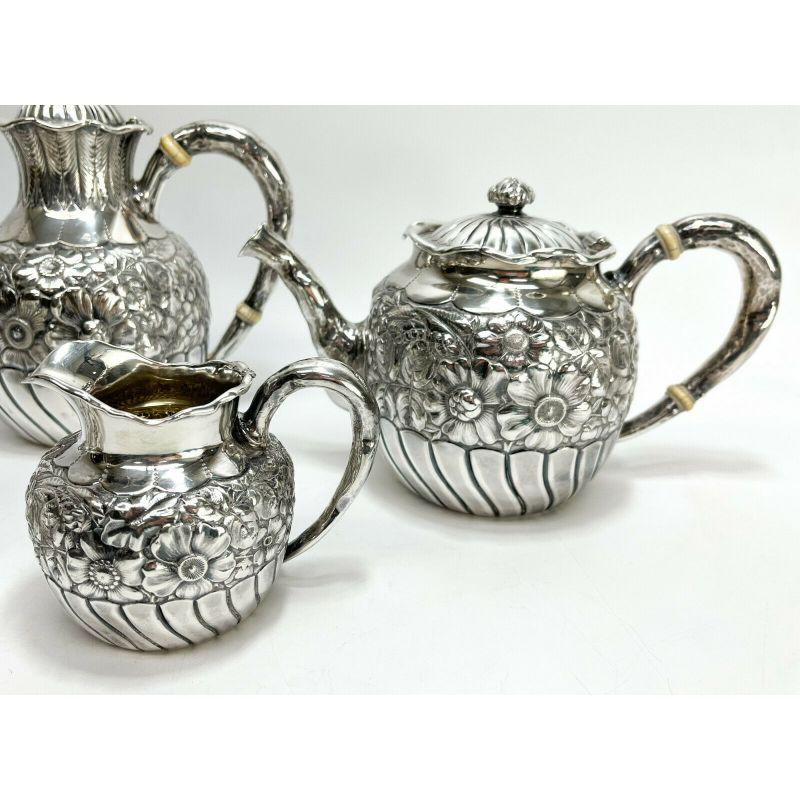 5 Piece of Tea & Coffee Service Gorham Sterling Silver in Eglantine, 1887 For Sale 8