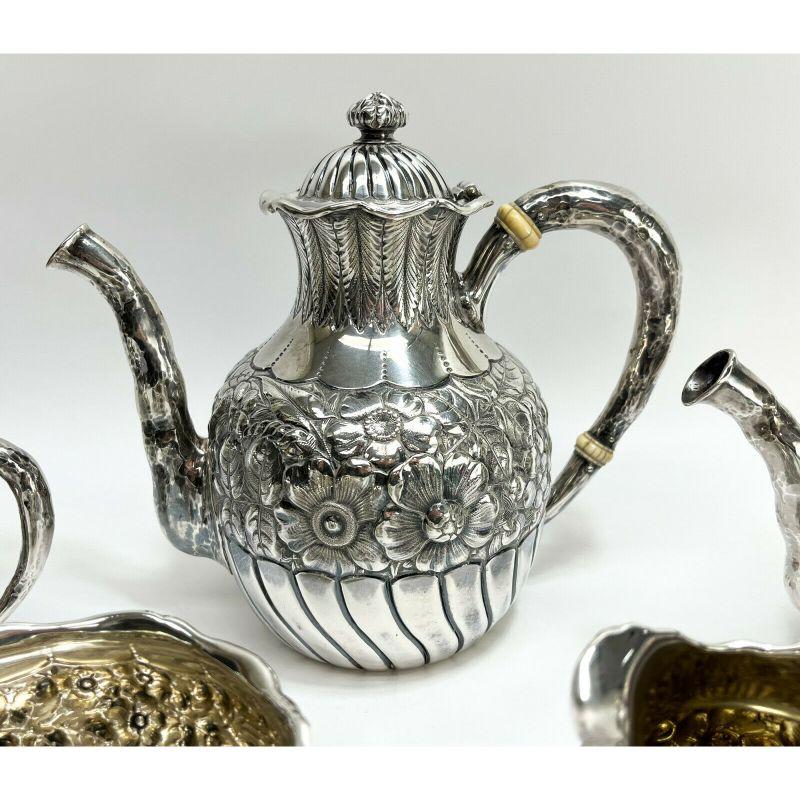 5 Piece of Tea & Coffee Service Gorham Sterling Silver in Eglantine, 1887 For Sale 2