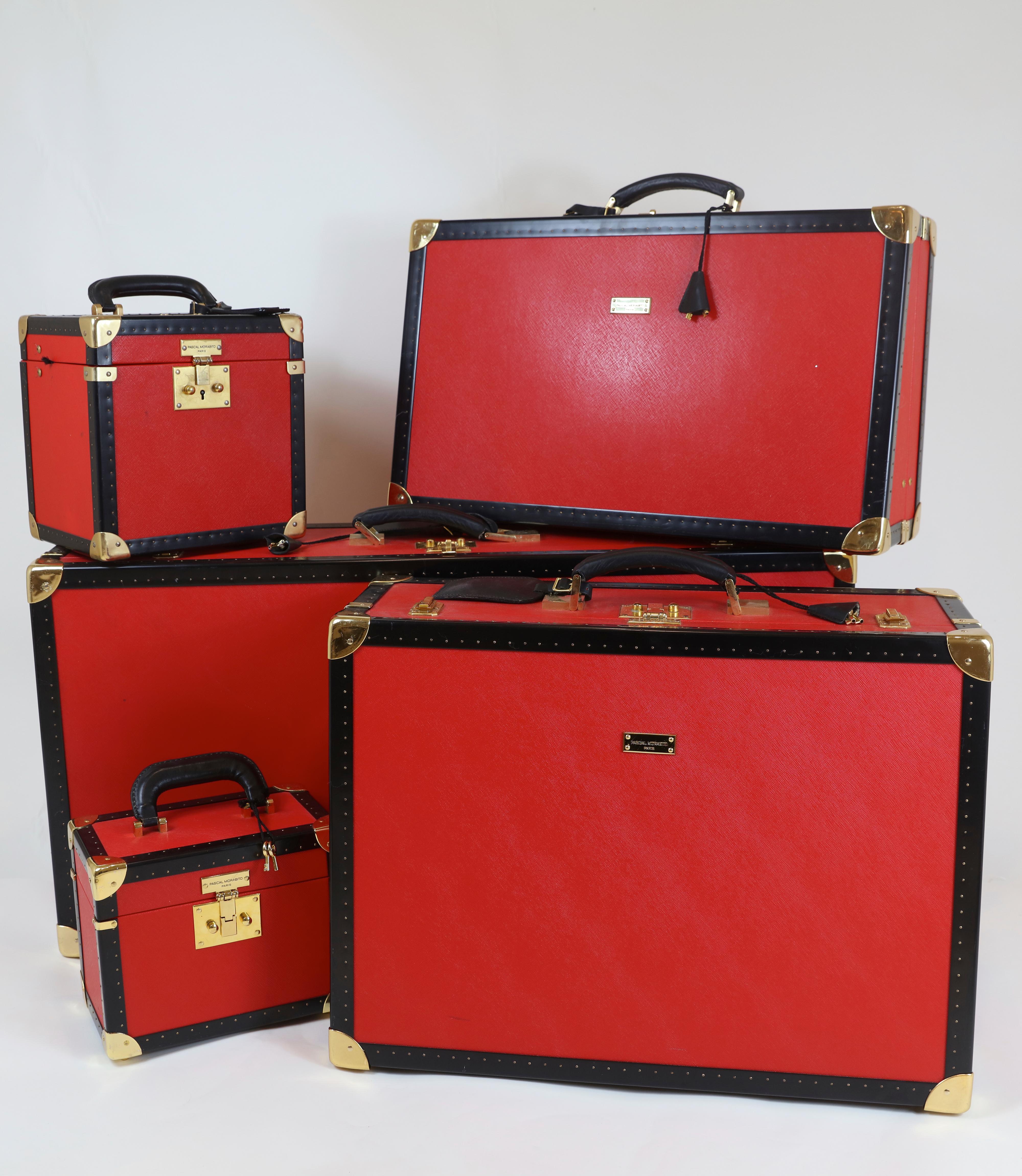 5 Piece Pascal Morabito Porsche Hard Luggage Red In Excellent Condition In Bridgehampton, NY