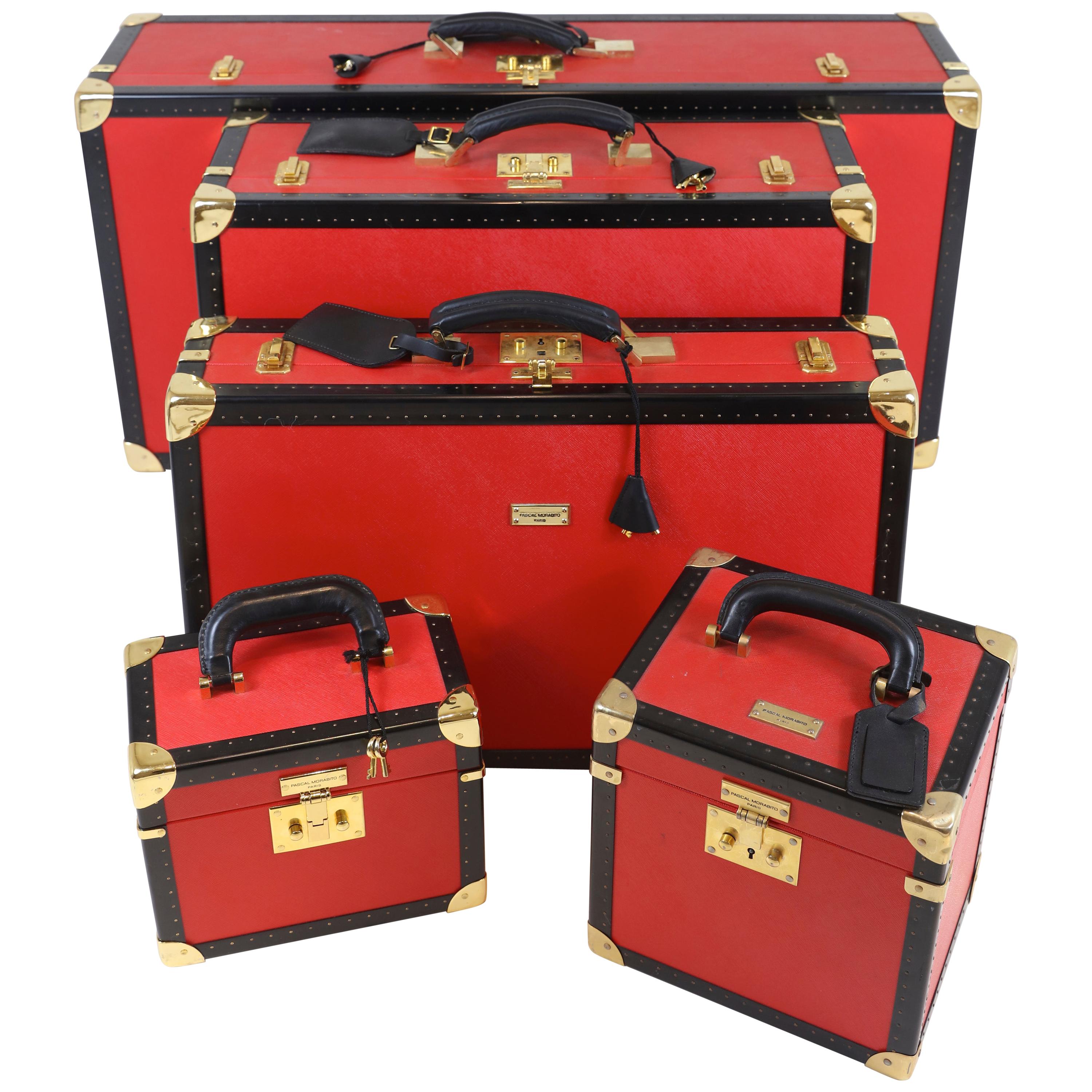 5 Piece Pascal Morabito Porsche Hard Luggage Red at 1stDibs