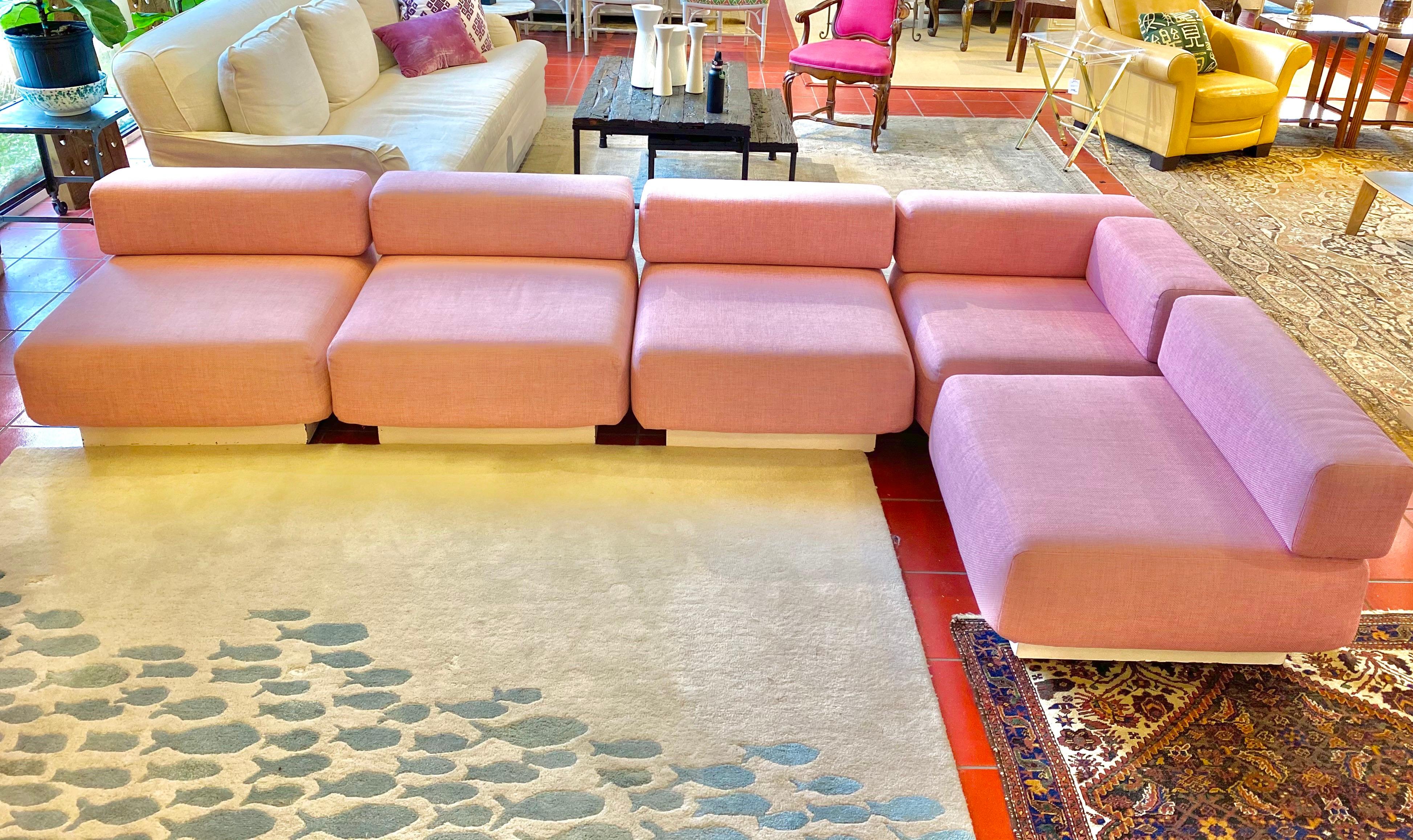 5-Piece Pink Sectional Sofa 2