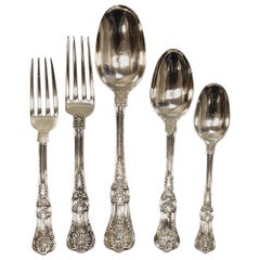 Antique 5-Piece Service for 12 Tiffany & Co. Sterling Silver Flatware in English King