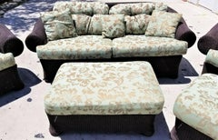 5 Piece Set Lloyd Flanders Loom Wicker Sofa Chairs Ottomans