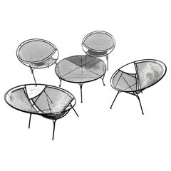Ensemble de 5 pièces Salterini par Maurizio Tempestini 4 chaises longues et table Radar