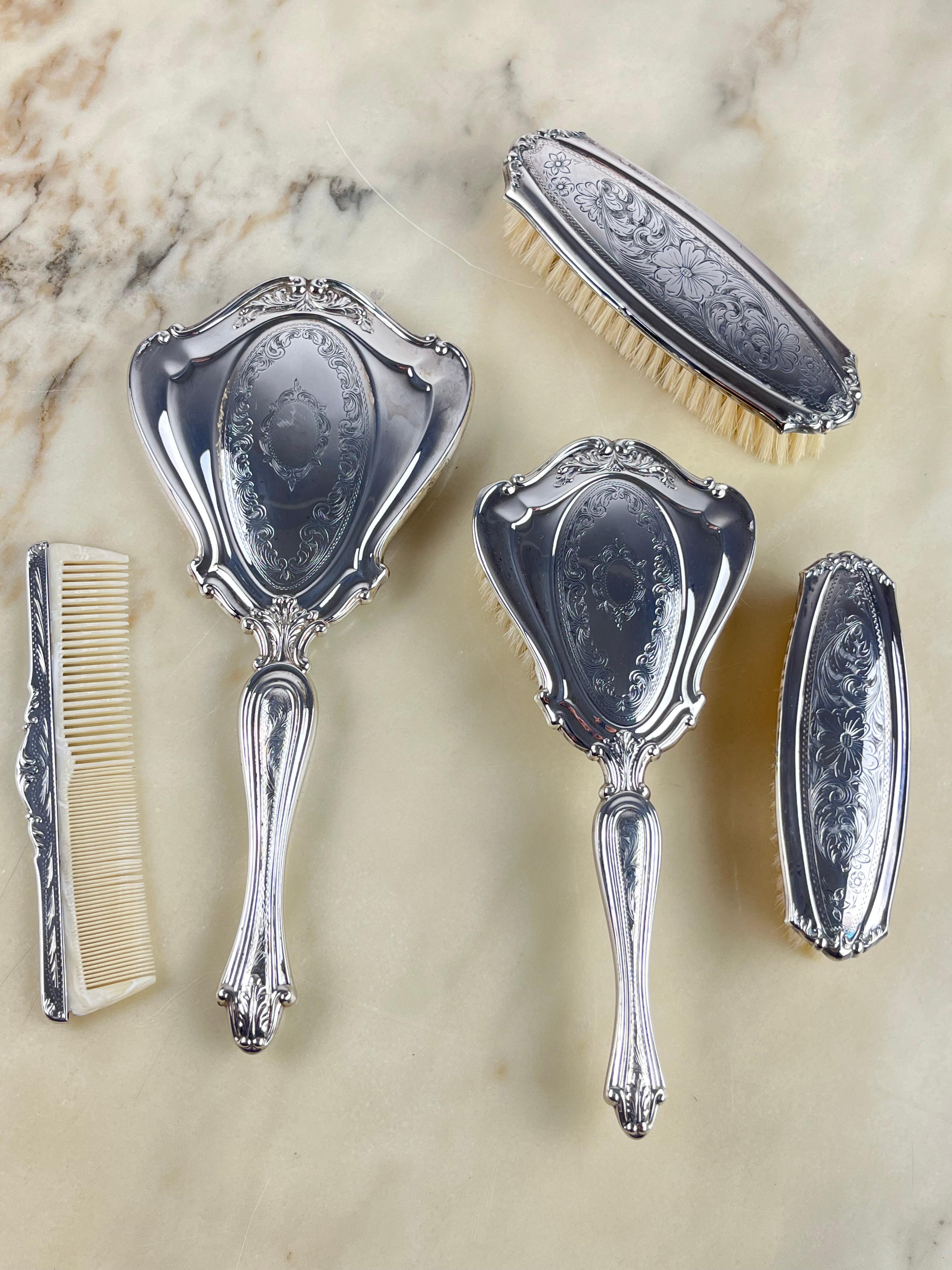 5-Piece Toilet Set in 800 Silver, Italy, 1960s, never used For Sale 5