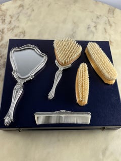 5-Piece Toilet Set in 800 Silver, Italy, 1960s, never used