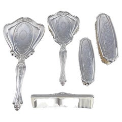 5-Piece Toilet Set in 800 Silver, Italy, 1960s, never Vintage