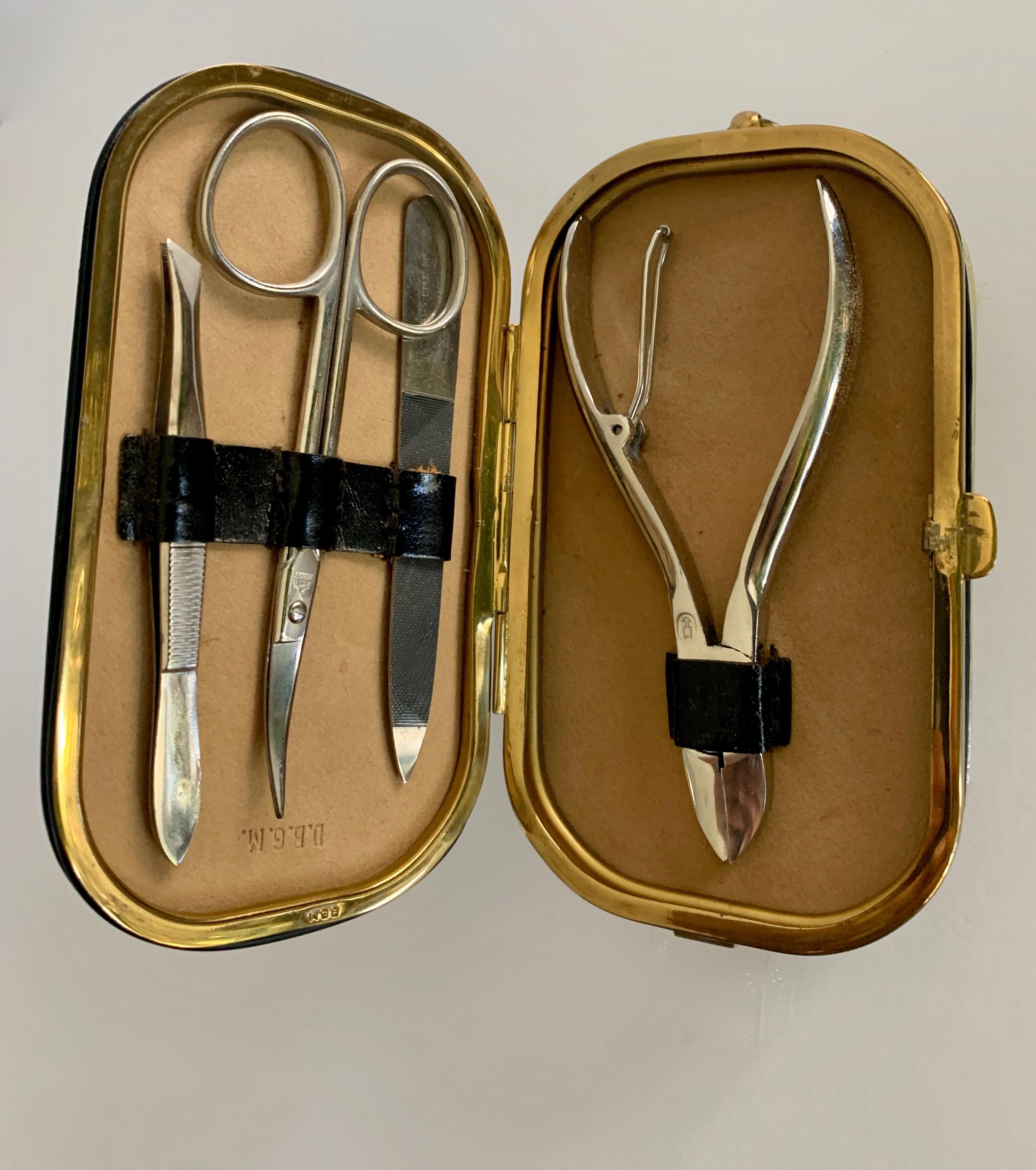 Mid-Century Modern 5-Piece Travel Manicure Set with Brush For Sale