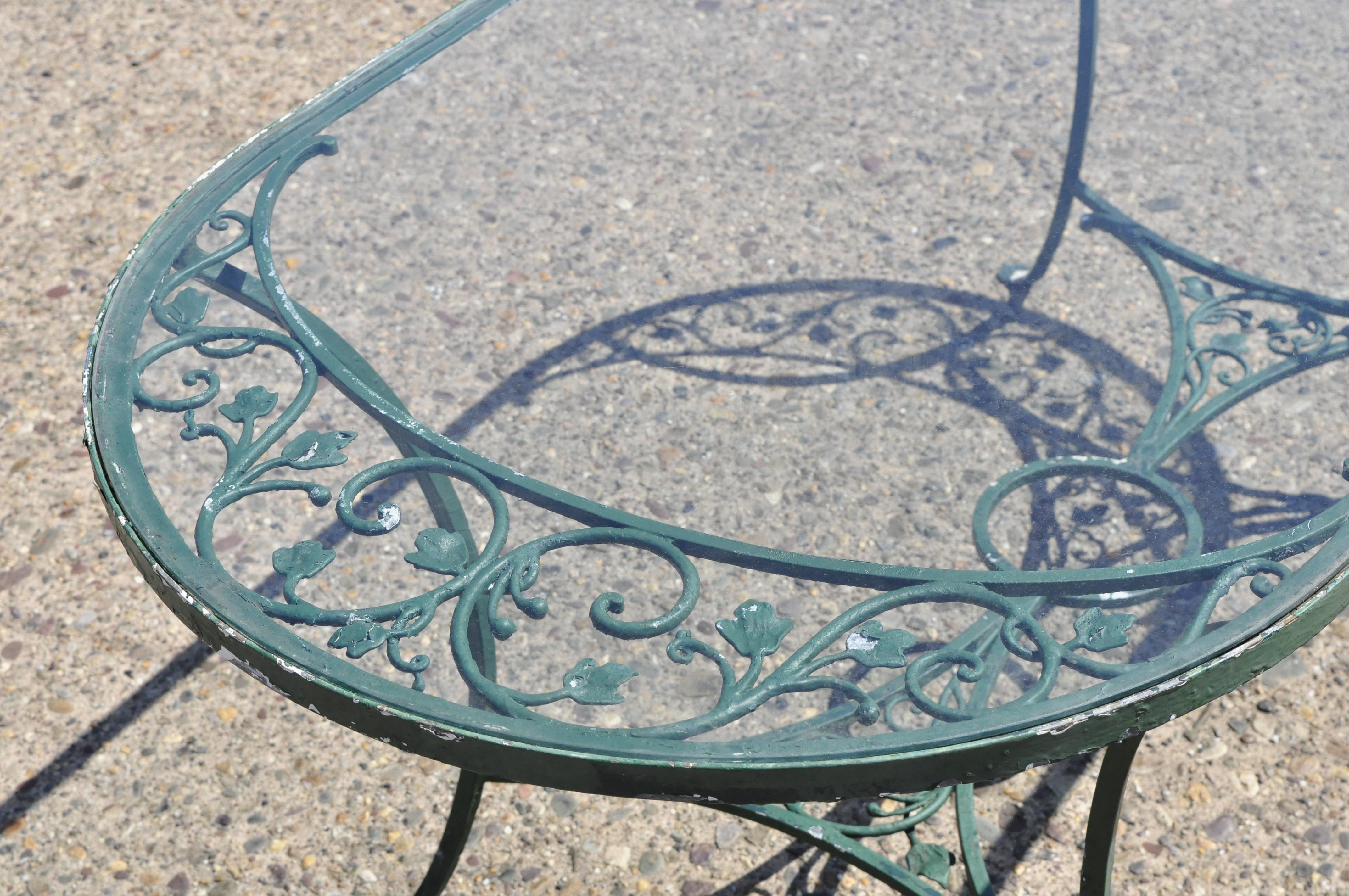 Glass 5-Piece Vintage Salterini Leaf & Vine Patio Garden Dining Set Oval Table