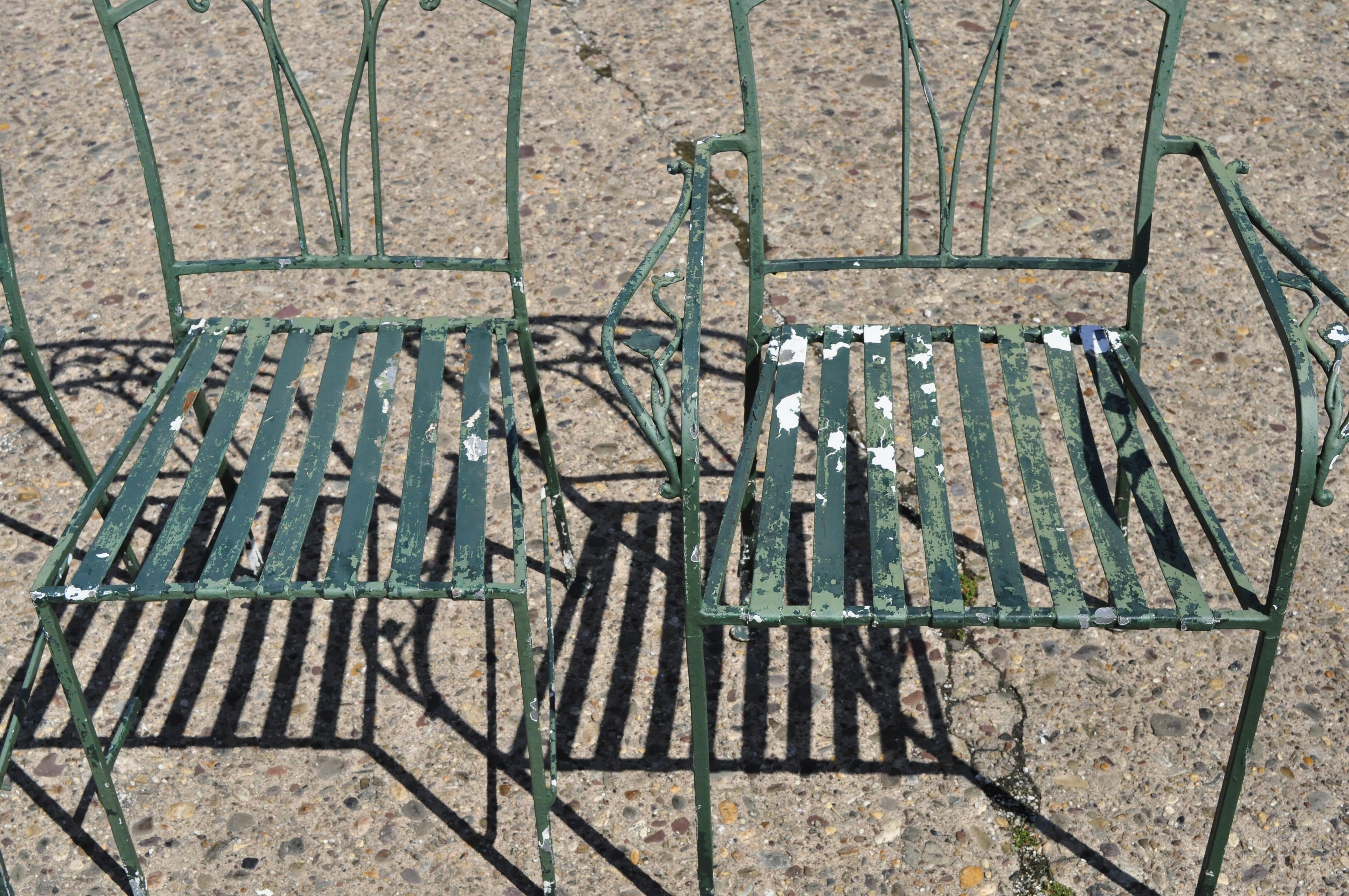 5-Piece Vintage Salterini Leaf & Vine Patio Garden Dining Set Oval Table In Good Condition In Philadelphia, PA