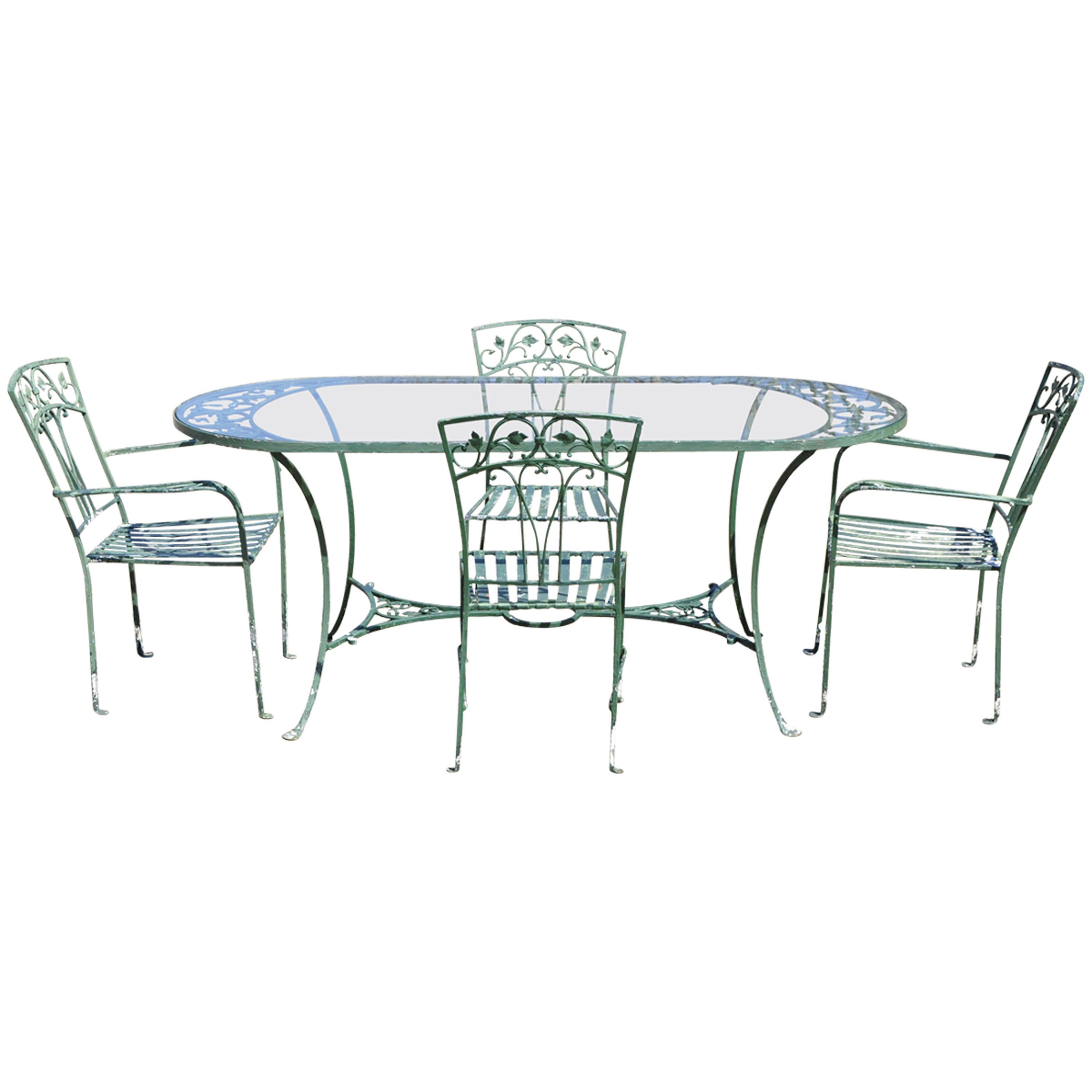 5-Piece Vintage Salterini Leaf & Vine Patio Garden Dining Set Oval Table