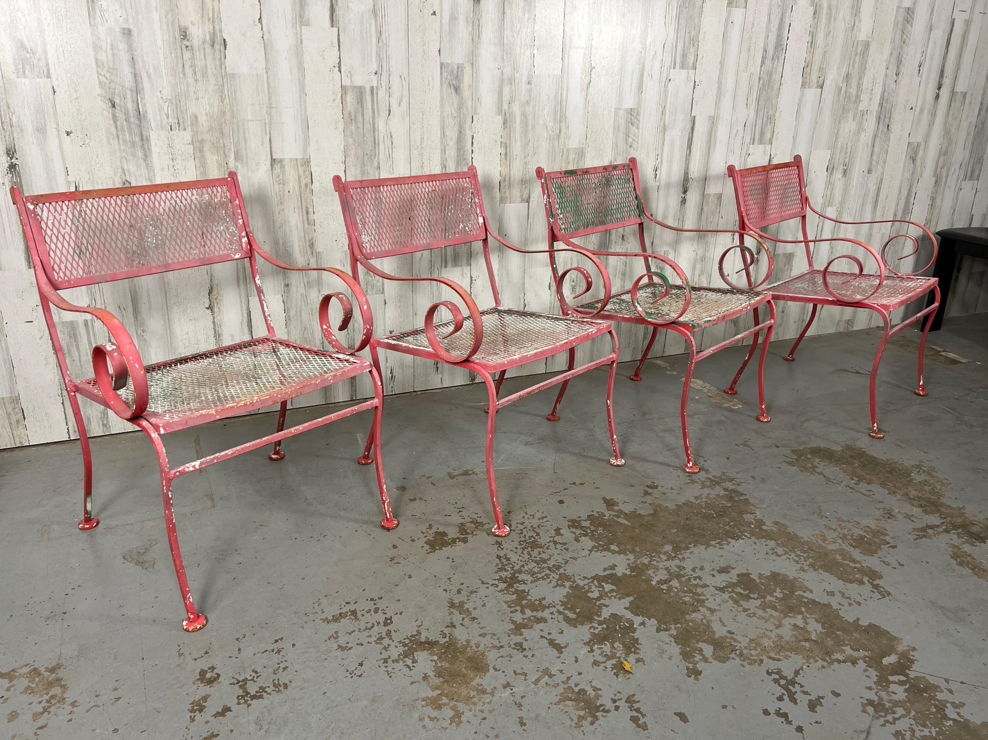 Nord-américain Table et quatre chaises de patio Woodard 5 pièces en vente