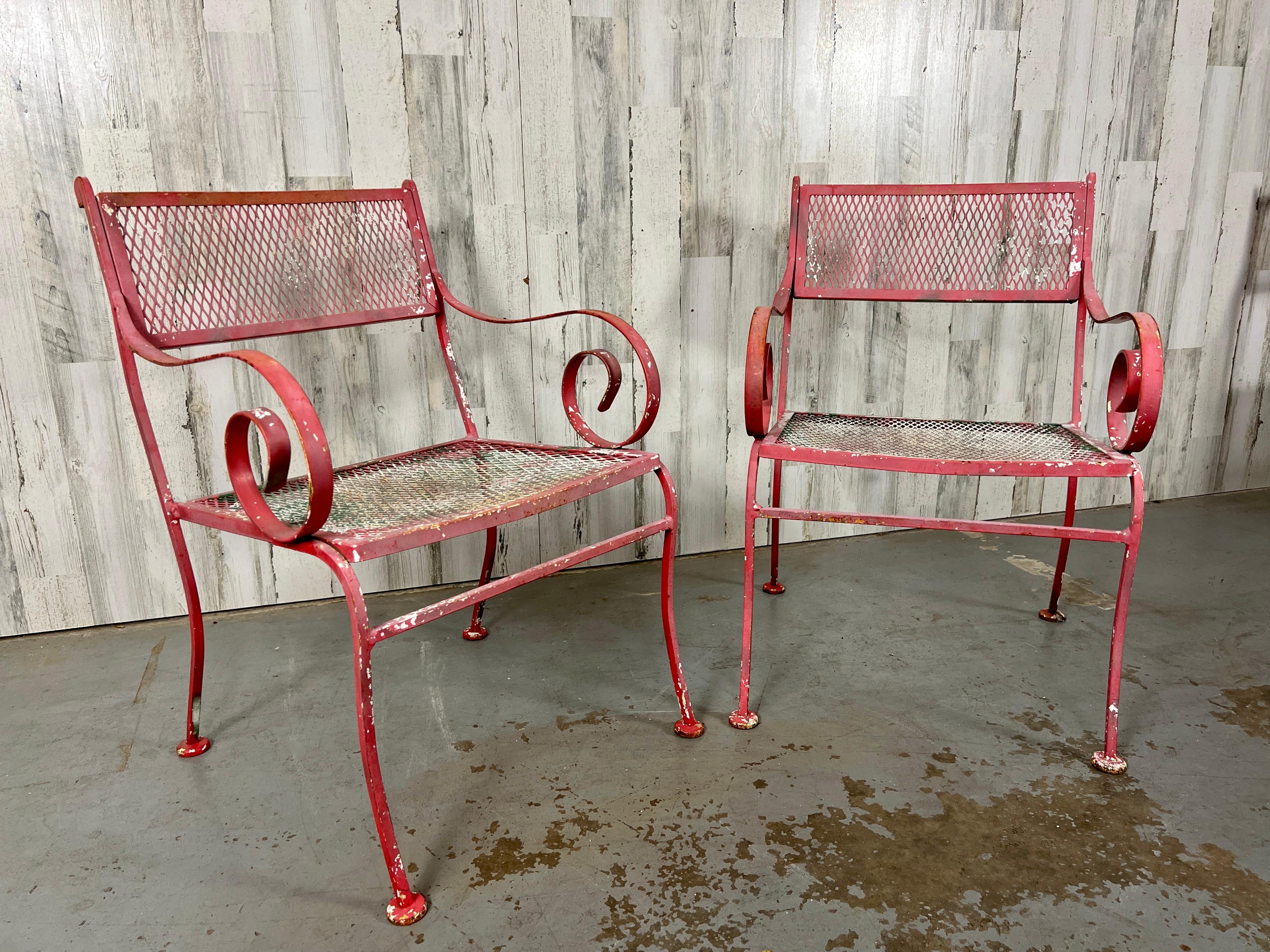 20ième siècle Table et quatre chaises de patio Woodard 5 pièces en vente