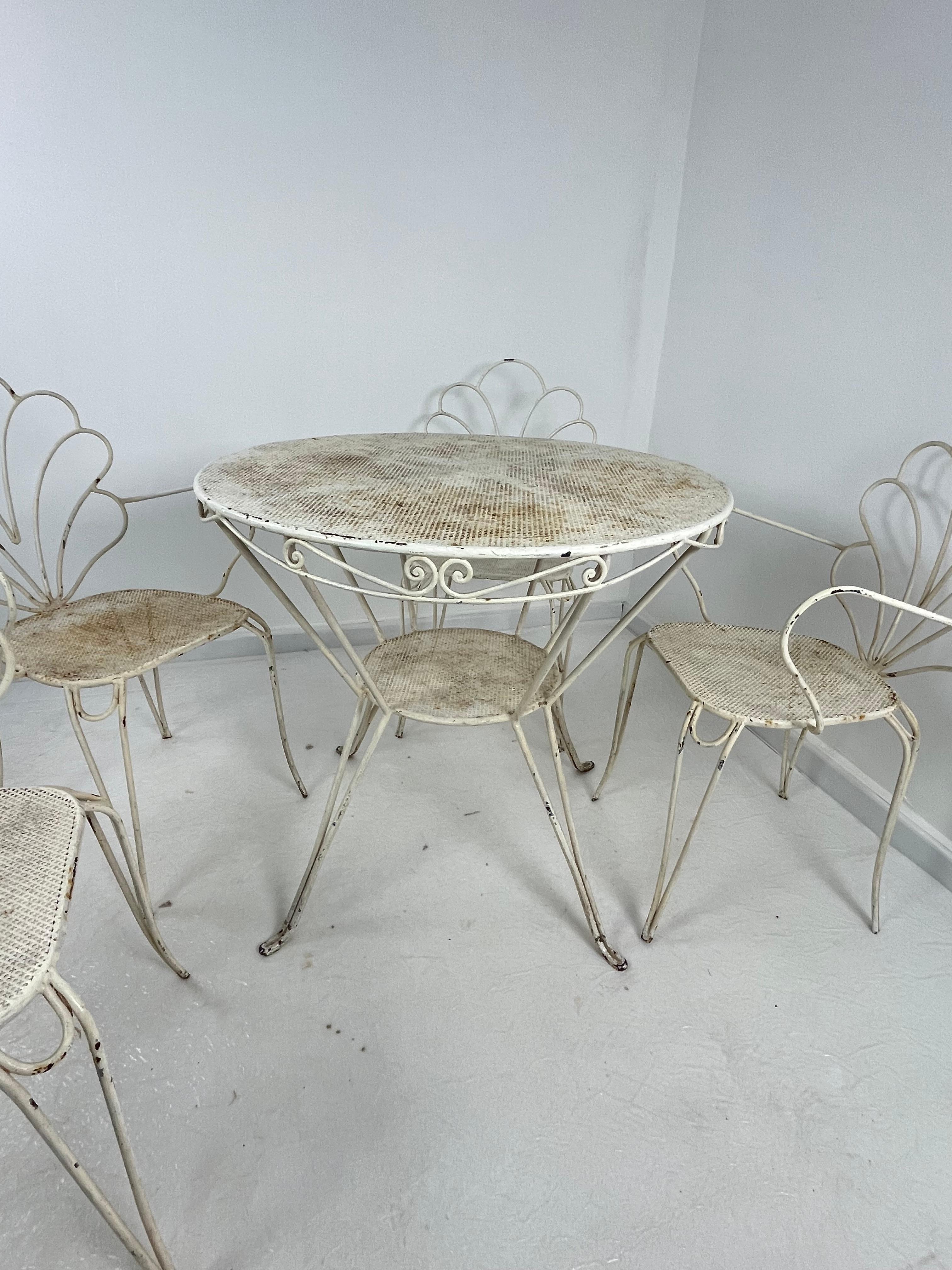 Ferro battuto Set da giardino a 5 pezzi in ferro battuto, anni '60 in vendita