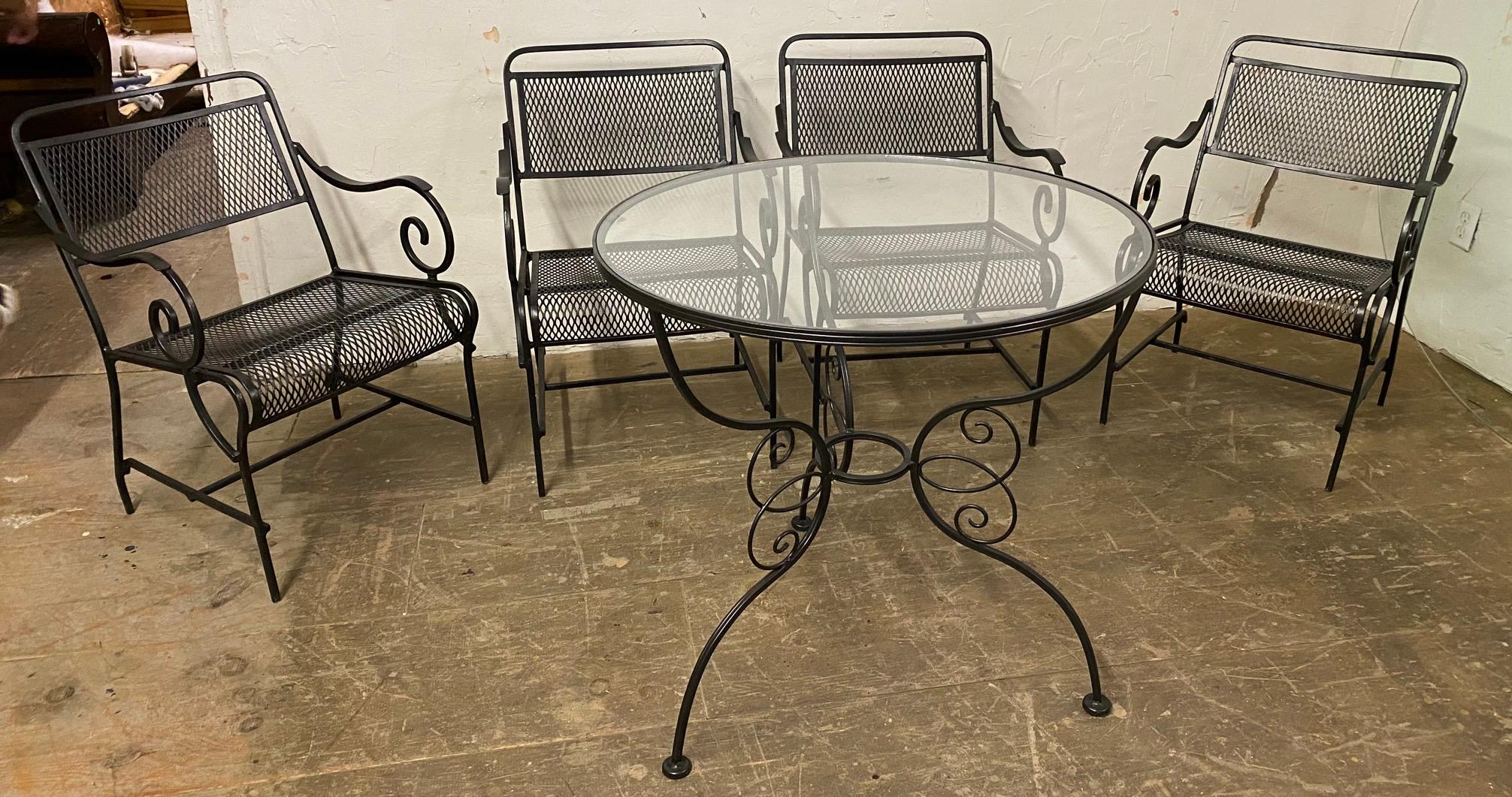 5 Piece Wrought Iron Patio Dining Set For Sale At 1stdibs 5 Piece