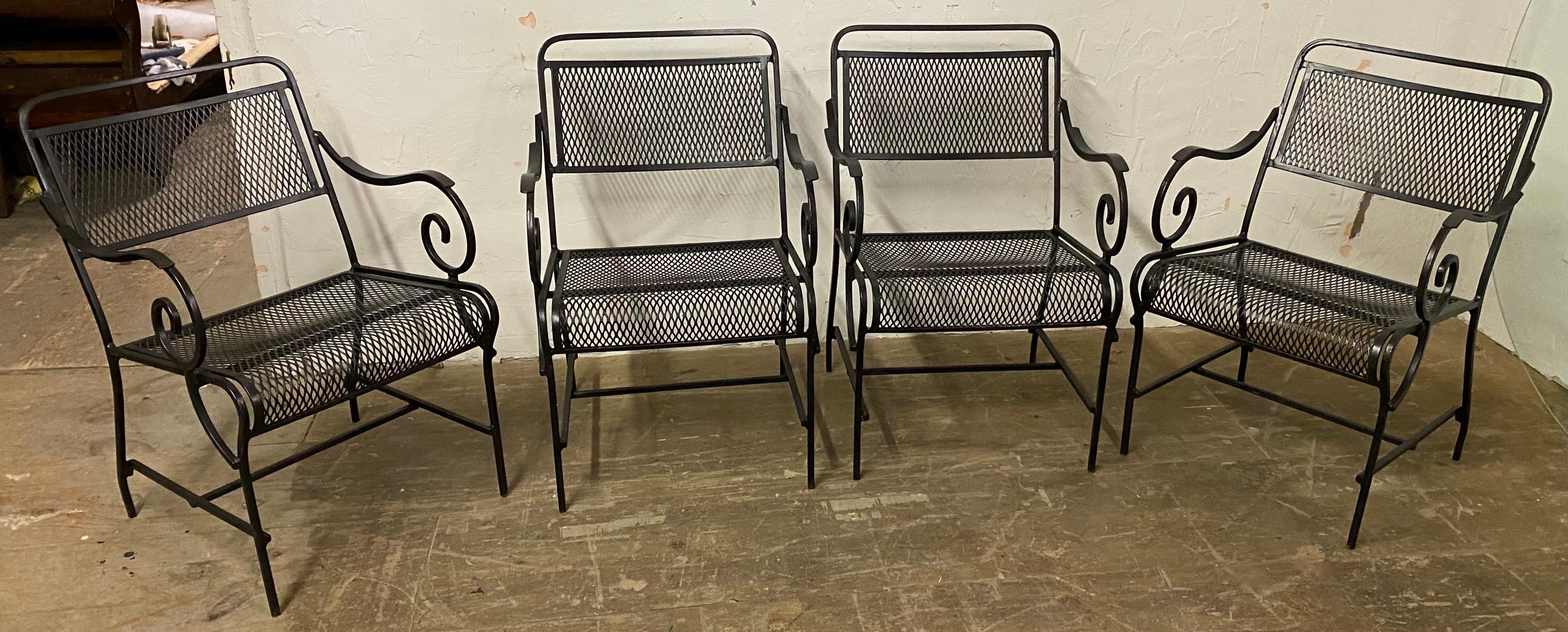 5teiliges schmiedeeisernes Terrassen-Esszimmer-Set (Gemalt) im Angebot