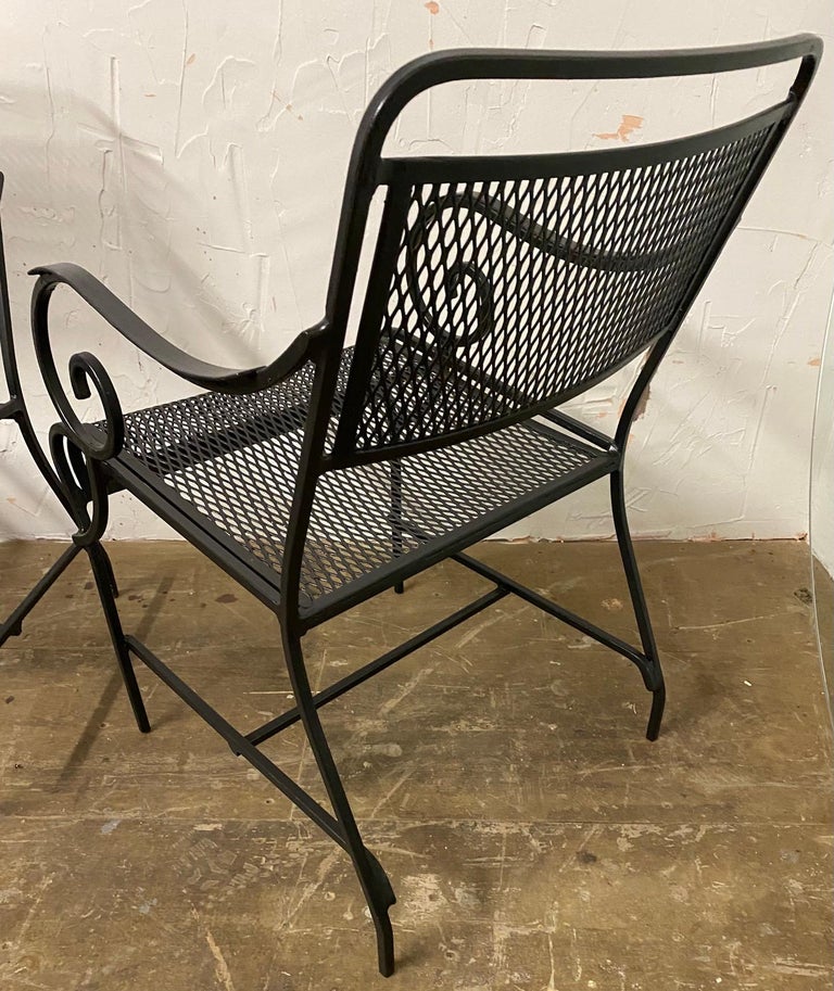 5 Piece Wrought Iron Patio Dining Set In Good Condition For Sale In Great Barrington, MA