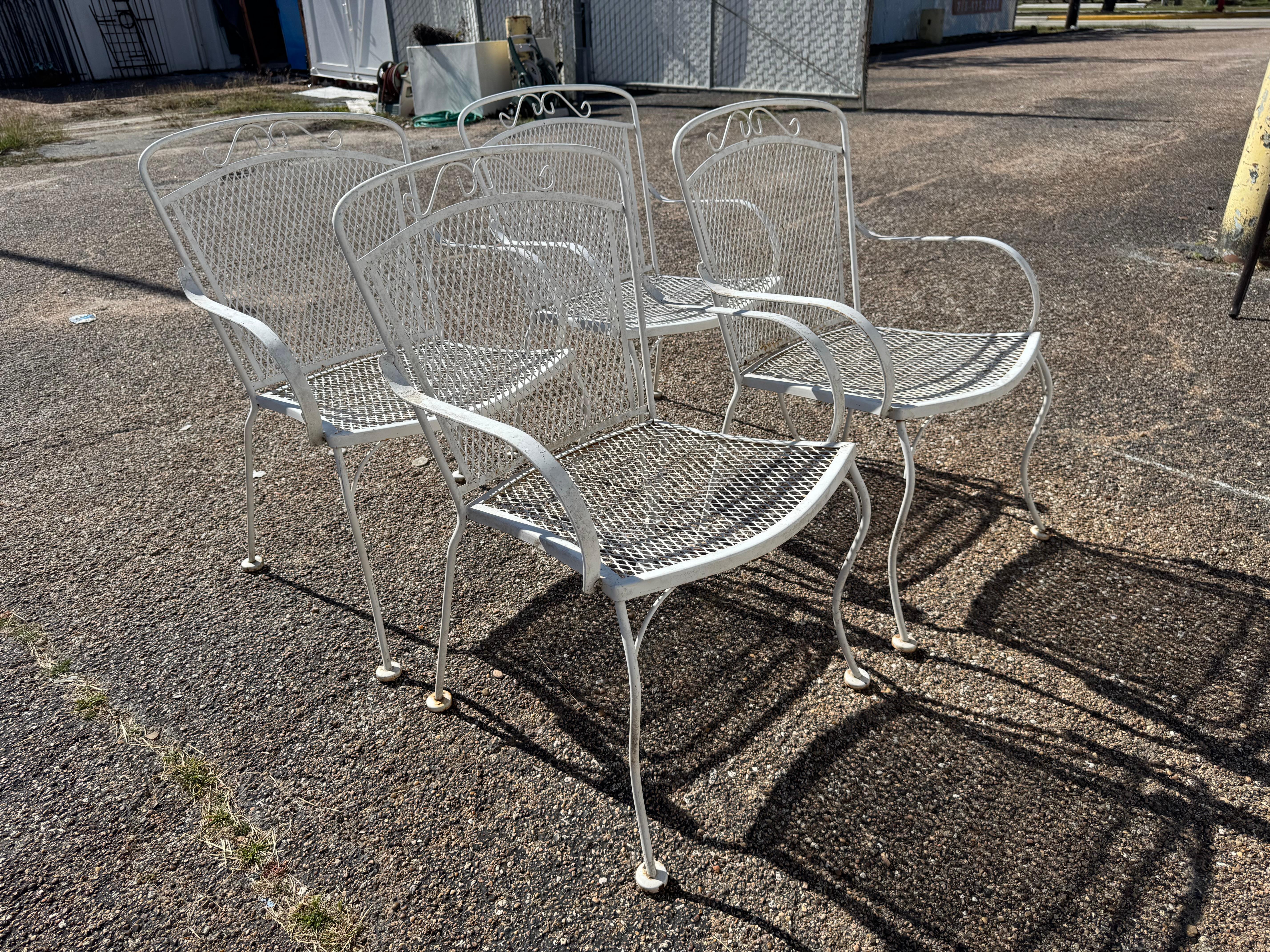 Americano Set da patio per esterni in ferro battuto e rete, 5 pezzi in vendita