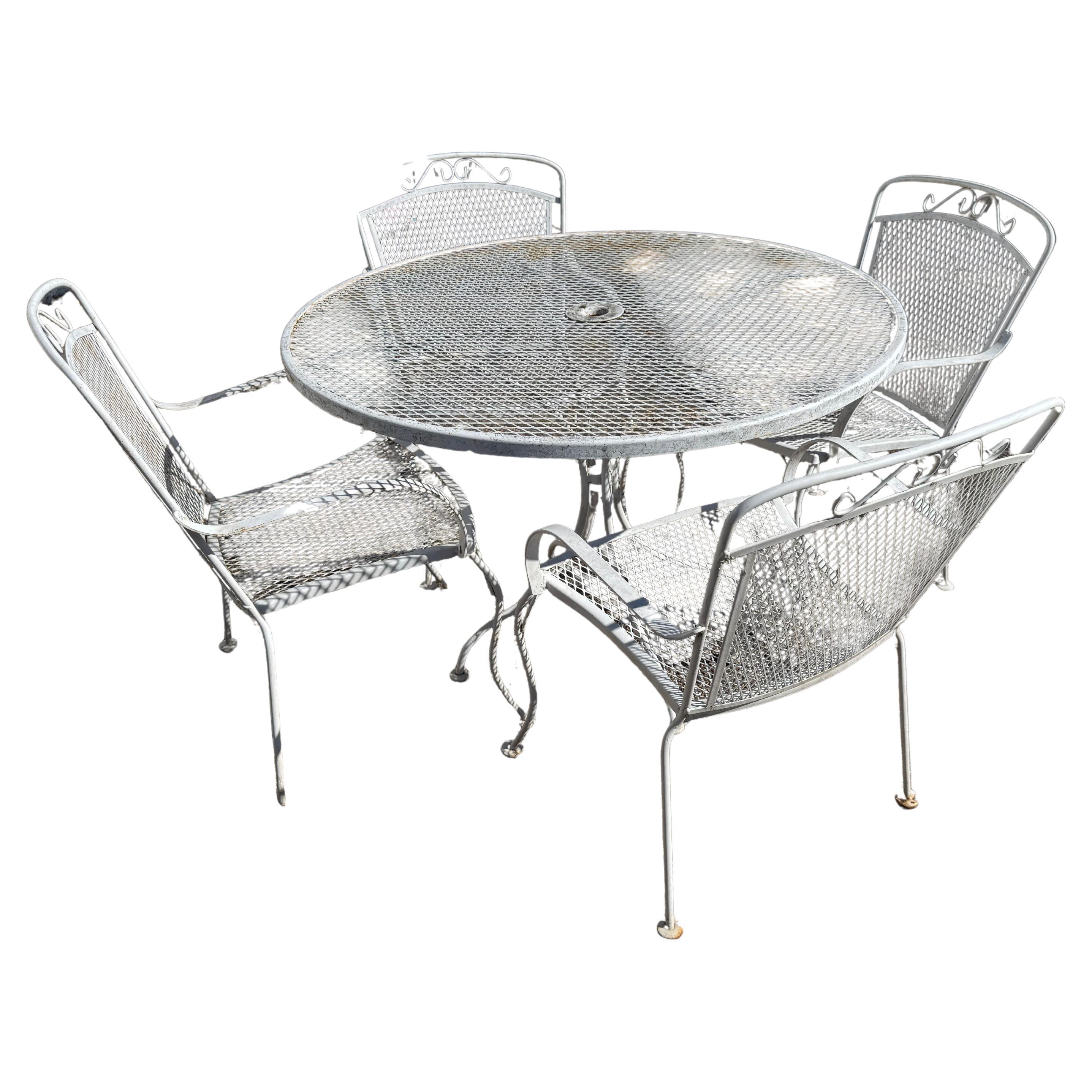 Set da patio per esterni in ferro battuto e rete, 5 pezzi in vendita