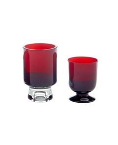 5 pieces of 1950’s Scandinavian red art glass by Monica Bratt