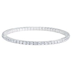 5 Pointer Each, 3.5 Ct  Eternity 18 Kt Gold & Diamond Stretchable Bangle, Italy