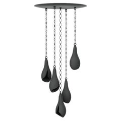 5 Port Round Canopy with 5x Lirio in Sepia Finish, Flor de Bronce Collection