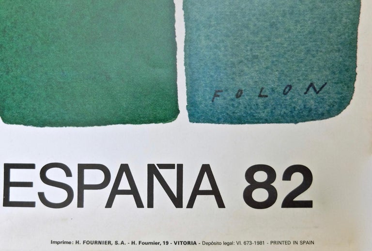5 Poster Football World Cup, Alechinsky, Miro, Folon, Tapies, Monory, Espana 82 For Sale 3