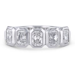 5 Radiant Cut Diamond Platinum Band Ring