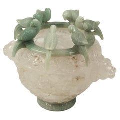 Urna in cristallo di rocca e diaspro verde, XX secolo Continentale