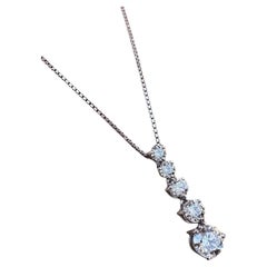 5 Round Diamond Journey Pendant Necklace 2.44 carat total weight 18k White Gold