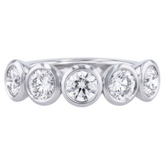 5 Round Diamond Platinum Band Ring