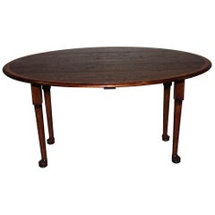 Round English Oak Banded Dining Room Table