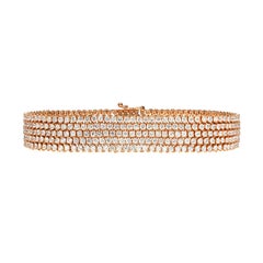 9.53 Carat Diamond 5-Row Flexible Tennis Bracelet in 18K Rose Gold by Merkaba
