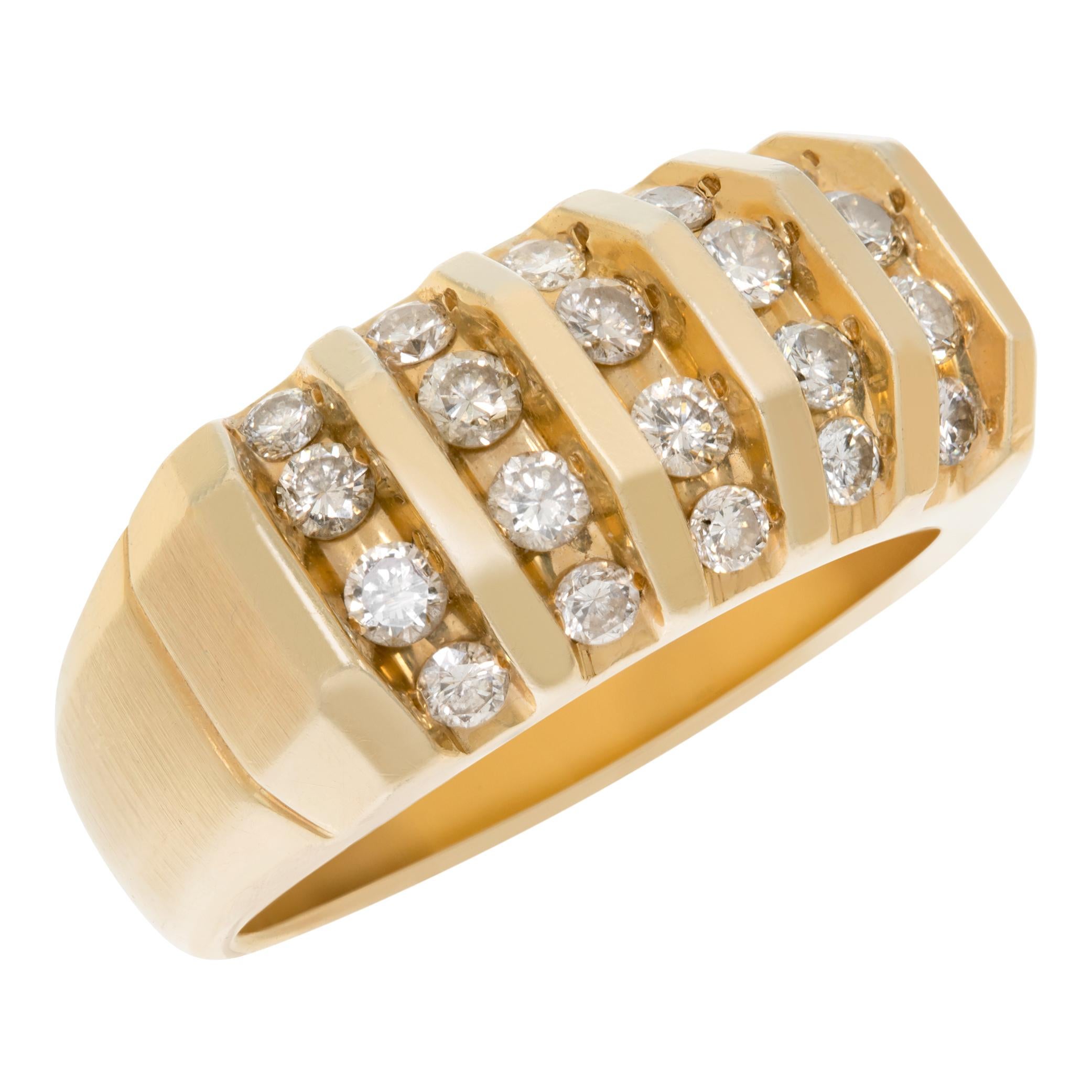 5-reihiger Diamantring aus Gelbgold mit Kanalfassung im Zustand „Hervorragend“ im Angebot in Surfside, FL