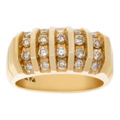 Vintage 5-row channel set diamond ring in yellow gold