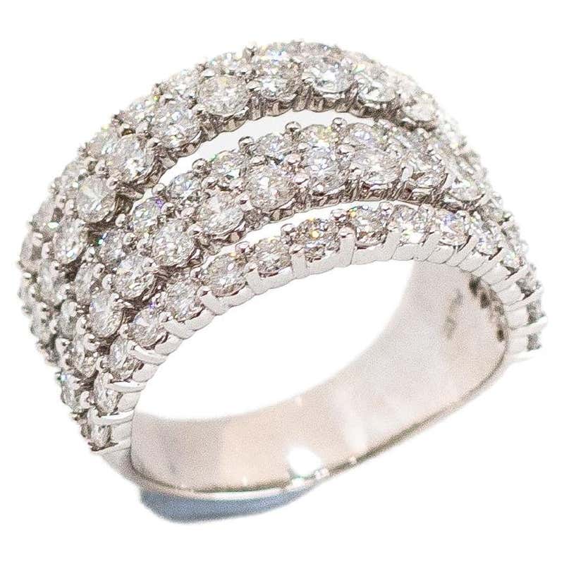 Diamond Gold Multi-Row Interlocking Ring at 1stDibs