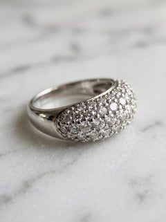 5 Row Diamond Wedding Band Ring, 3.00 Carat VS G Diamonds, 18K White Gold