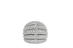 5-Row Pave Diamond and 18 Karat Gold Cocktail Ring