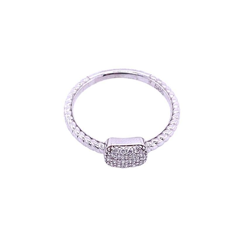 Round Cut 5 Row Pave Set Diamond Ring with Fluted Shoulders in 14ct White Gold For Sale