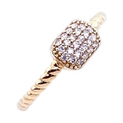 5 Row Pave Set Diamond Ring with Fluted Shoulders in 14ct Yellow Gold