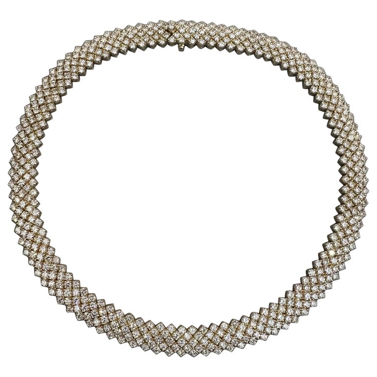 Collier Long Femme 18 Carats Or Jaune Et Blanc Avec Cercles - 90 Cm, 28,7 Grammes, Italie, Neuf Avec étiquettes