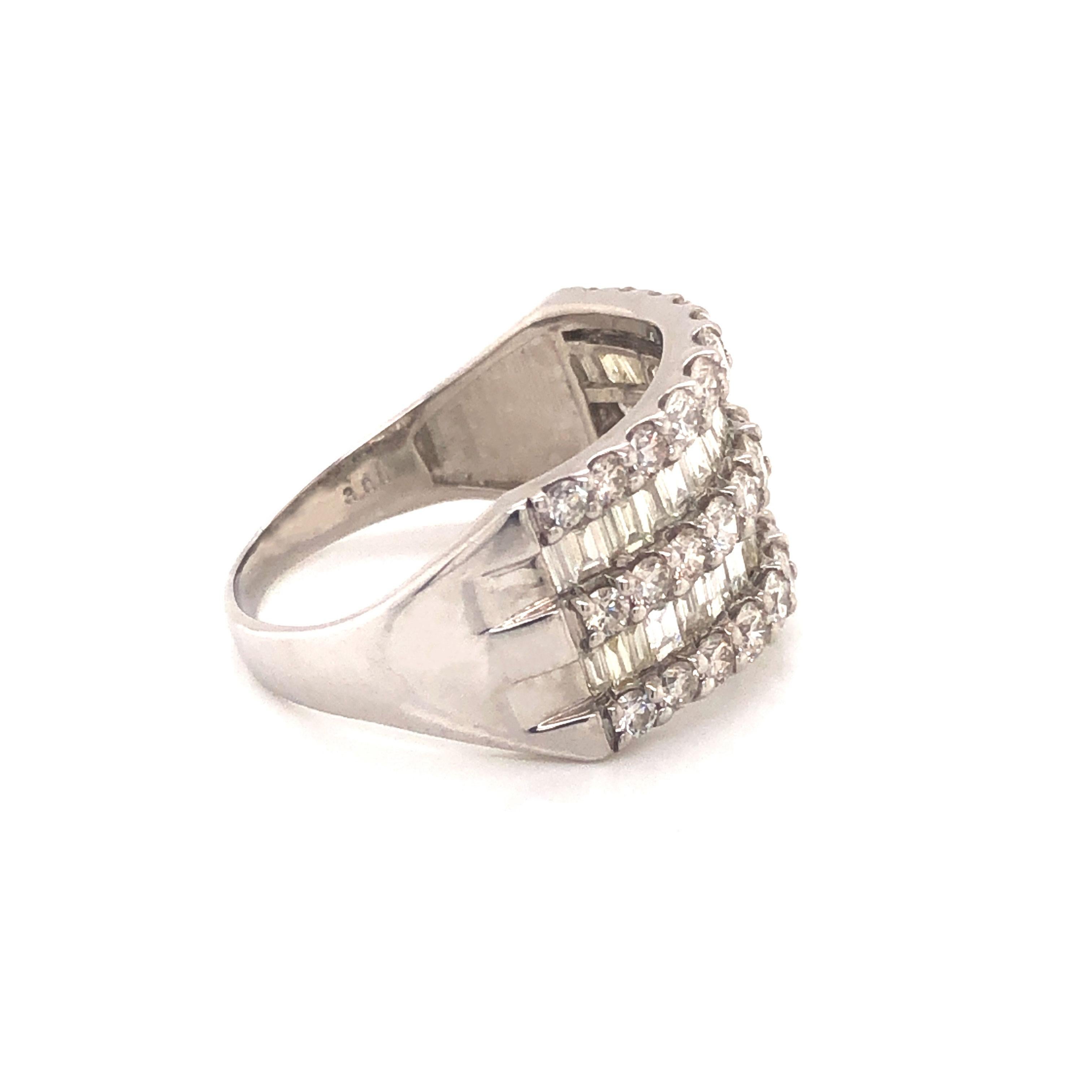 5 Row Wide Diamond Band in Platinum In Good Condition For Sale In Honolulu, HI