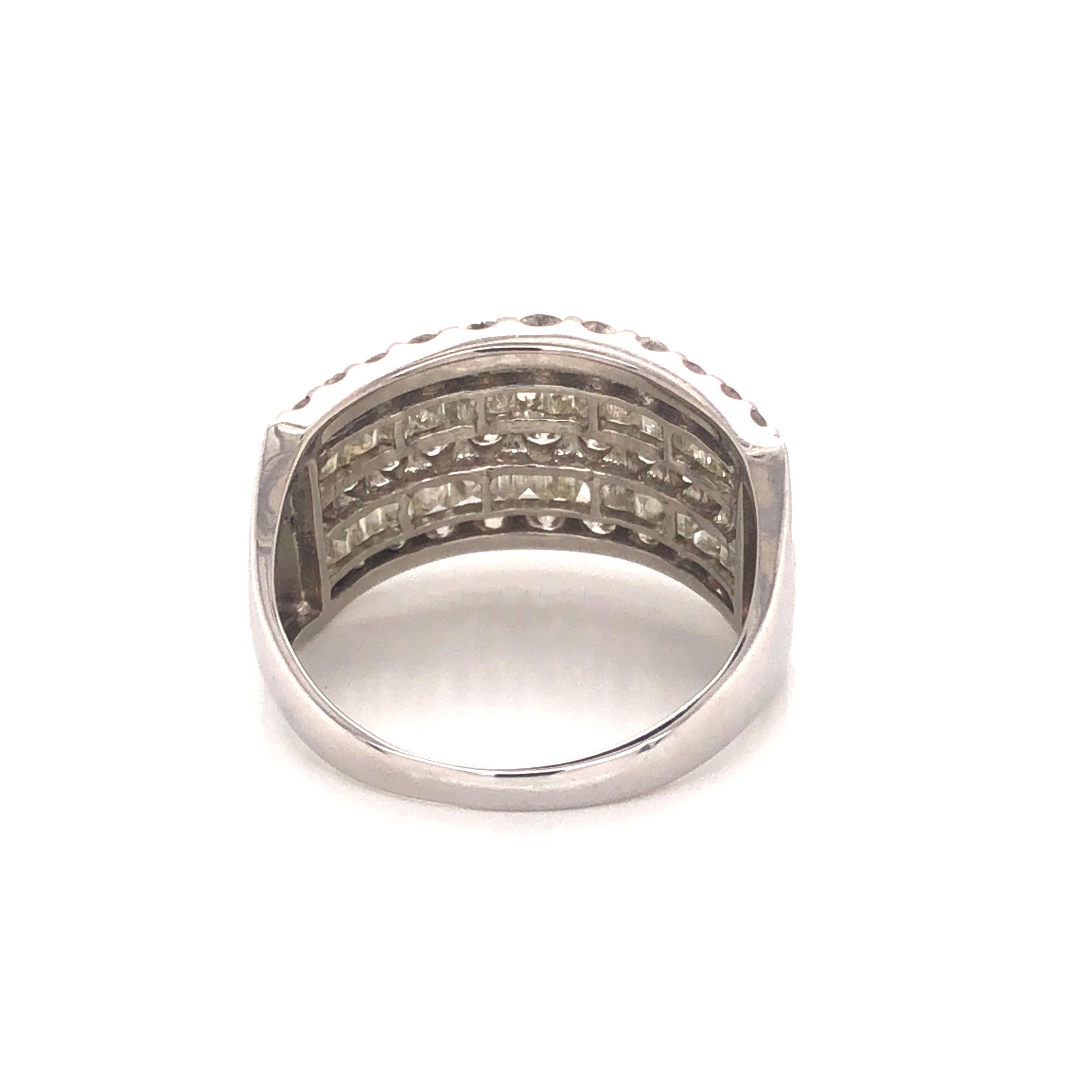 5 Row Wide Diamond Band in Platinum For Sale 1