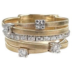 5 Rows Diamond Ring by Marco BICEGO 18Kt yellow gold diamond ring