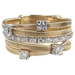 Anello con 5 file di diamanti di Marco Bicego Anello con diamanti in oro giallo 18Kt