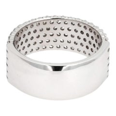 5 Rows Round Cut Natural Diamond Half Band Ring 14K White Gold 1.55Ctw