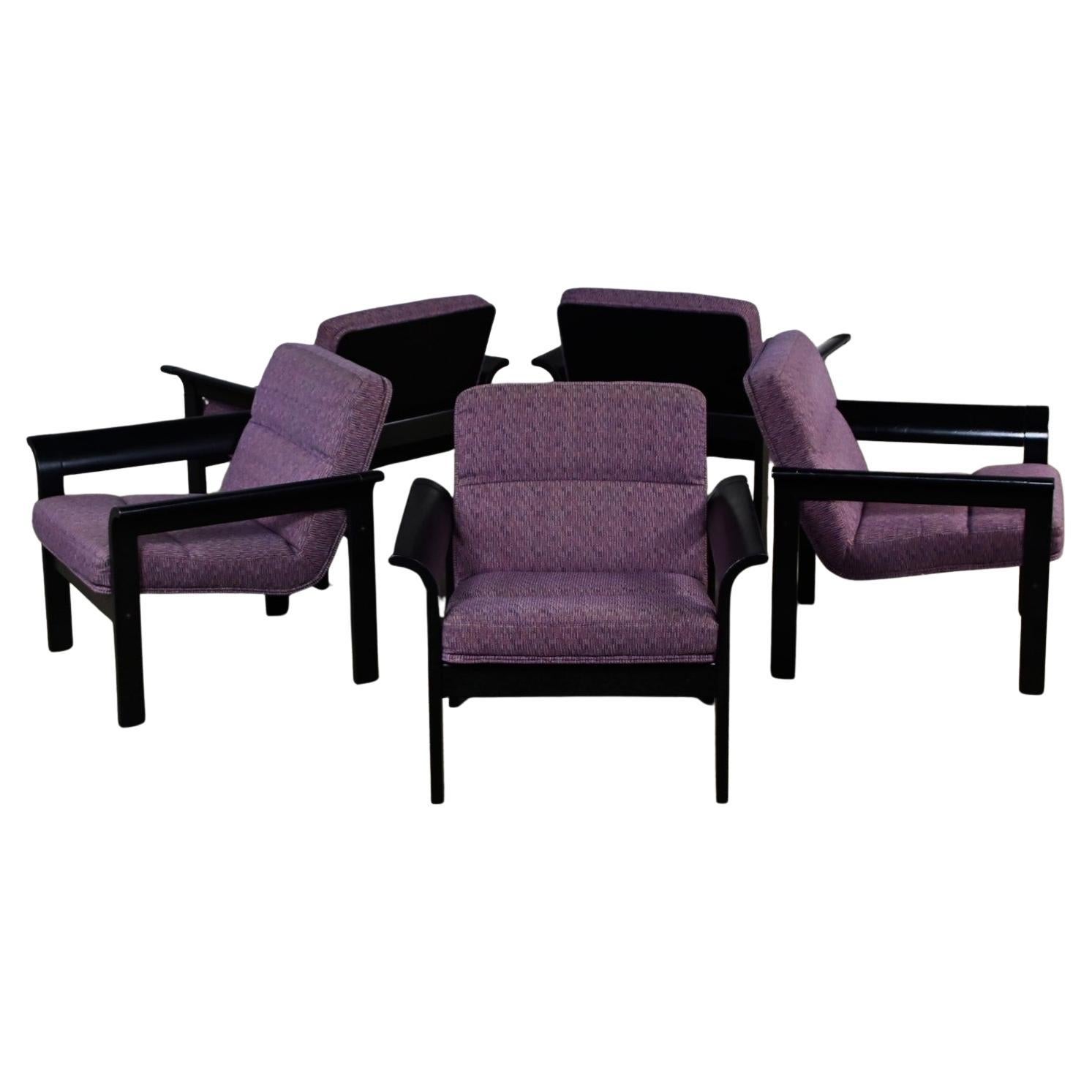 5 Rudd Danish Modern Oak Lounge Chairs by Thygesen & Sorensen for Magnus Olesen