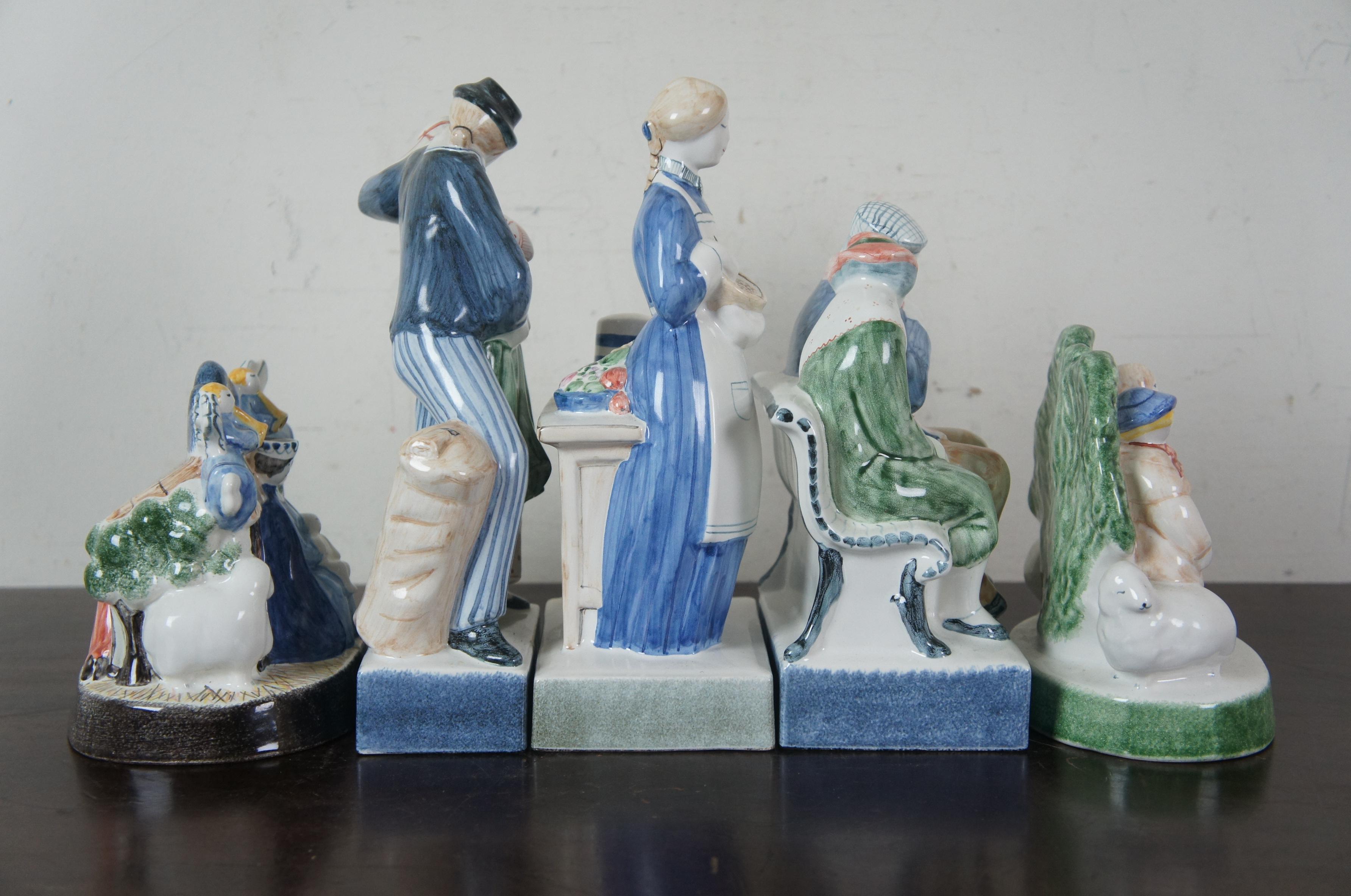 5 Rye Pottery England Porcelain Figurines Lovers Pastry Nativity Shepard Sailor 1
