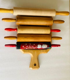 5 S Vintage Rolling Pins Maple Wood Kitchen Accessories with Board