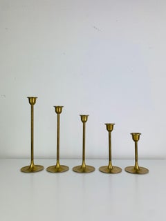 5 Scandinavian Brass Candleholders, 1960s